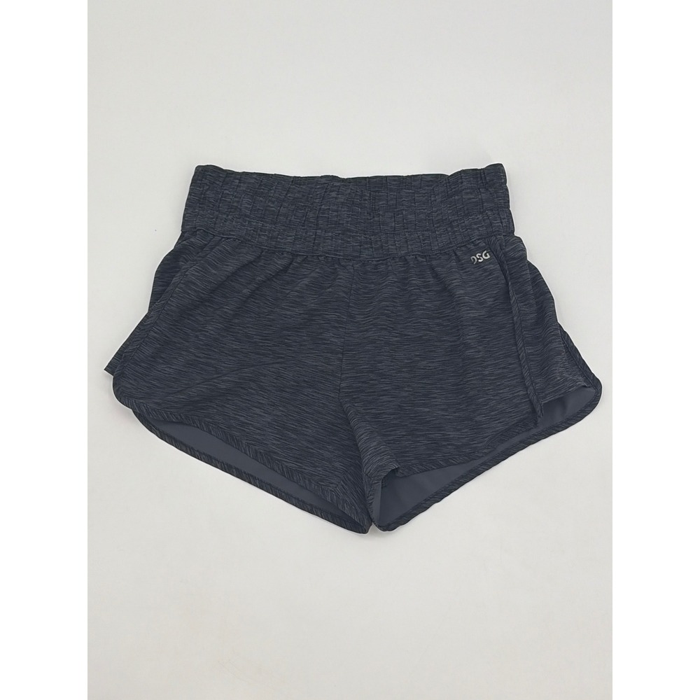 DSG Womens Stride Shorts Dark Grey Space Dye Smocked Waist Activewear XS